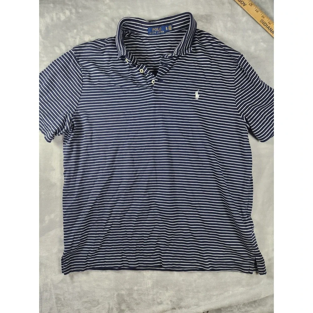 Polo Ralph Lauren Polo Shirt XL Men Navy Blue‎ And White Pony